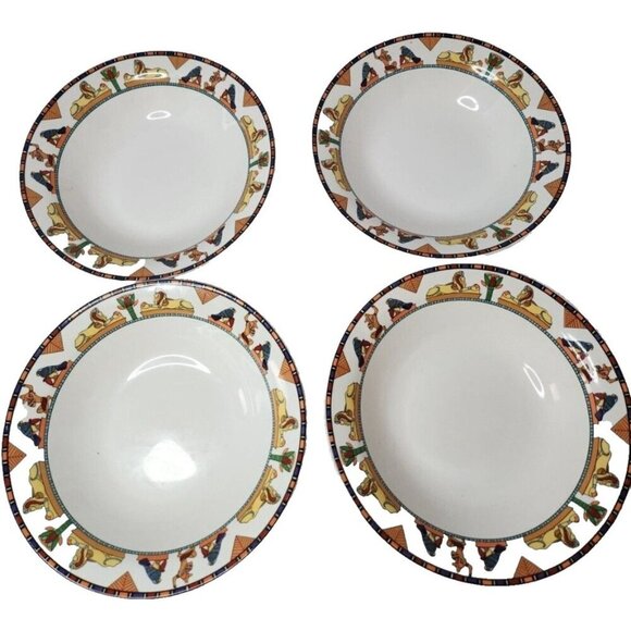 Vintage Vitromaster Sue Zipkin Stoneware Egyptian Salad Bowl Set Of 4
